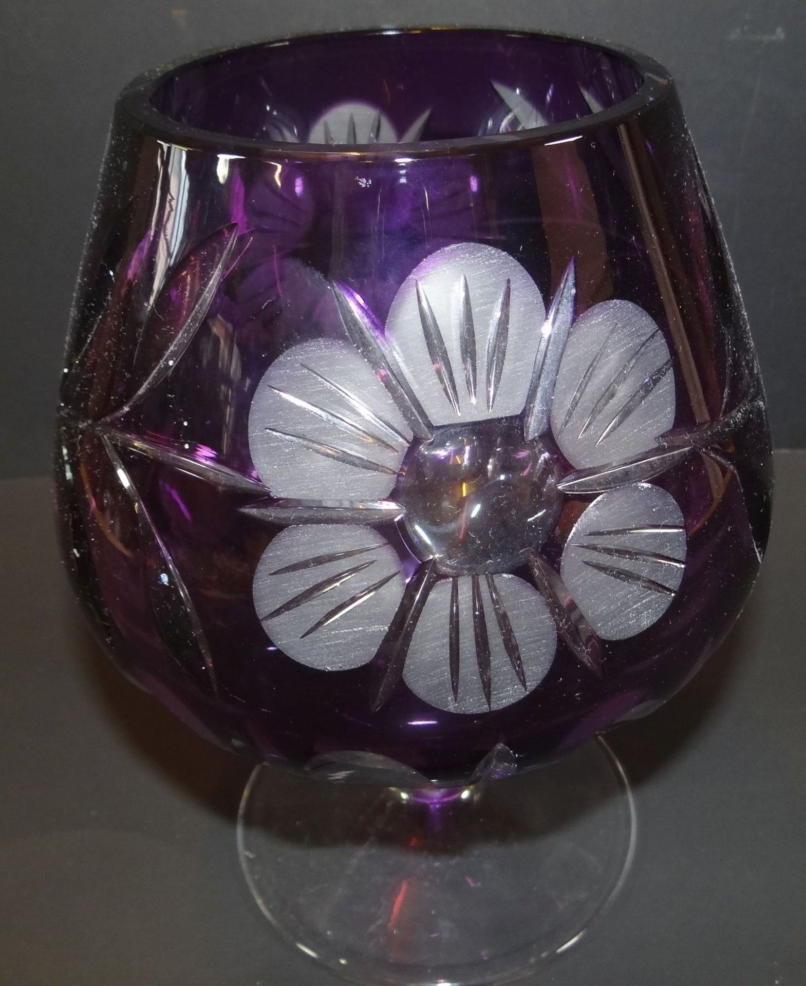 übergrosser Cognac-Schwenker, lila, beschliffen, H-20 cm - Bild 4 aus 6
