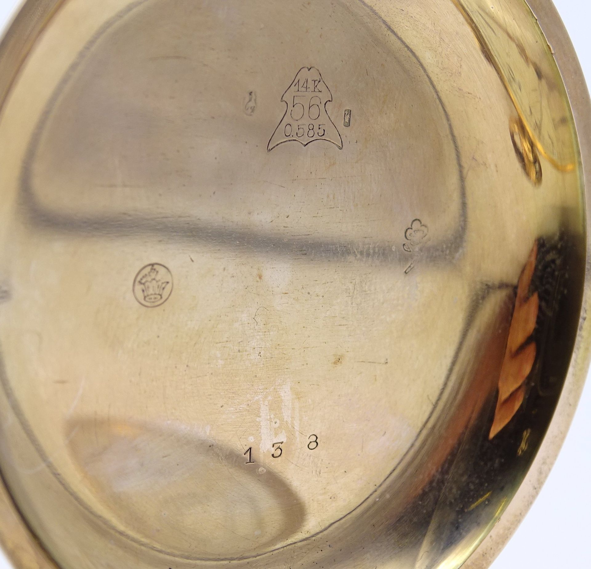 Große Herren Savonette Taschenuhr " Invicta" 3-Deckel Gold 0.585 (14K) Eichhörnchen Punzierungen, E - Bild 11 aus 16
