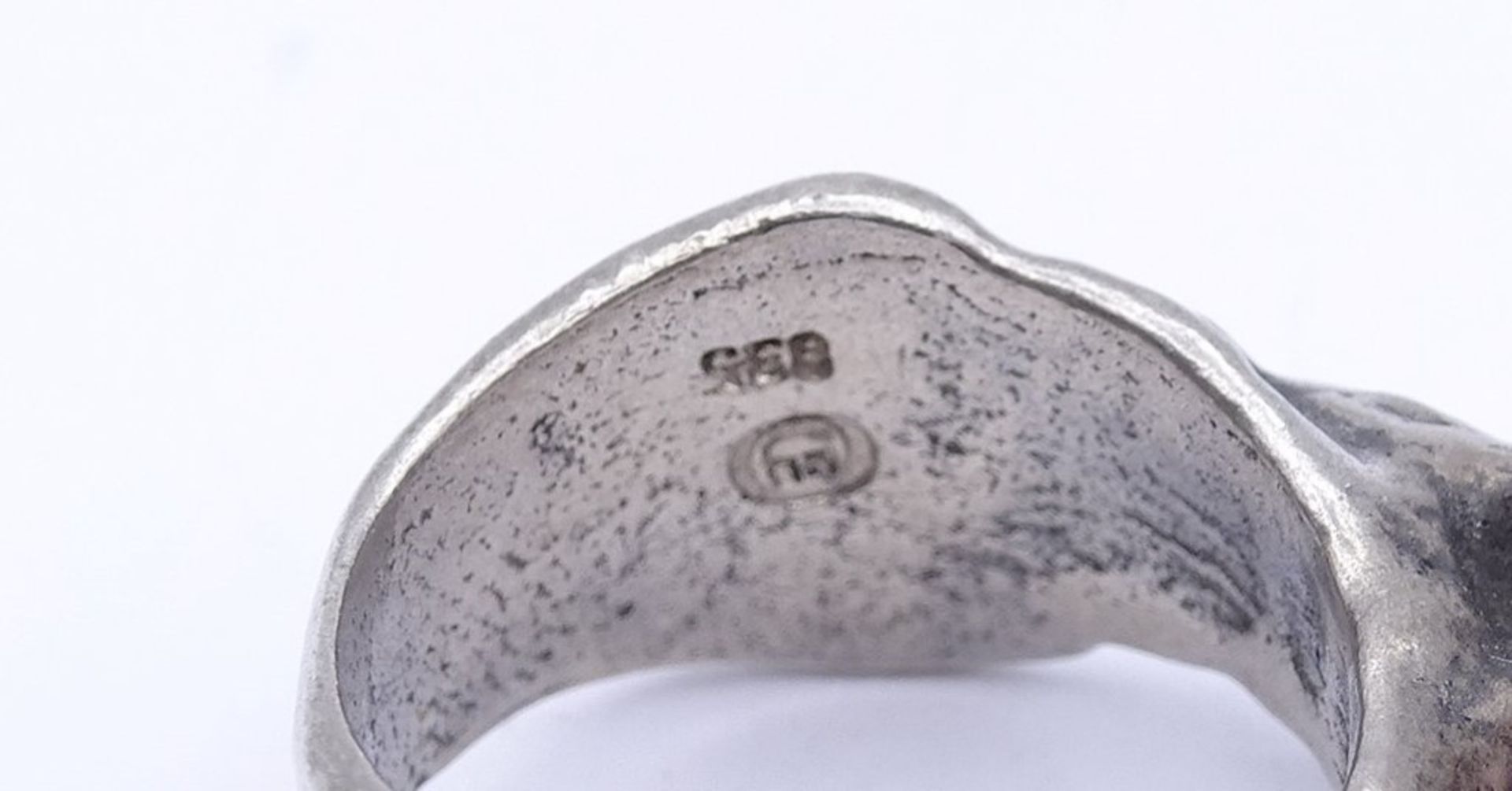 Ausgefallener Silber Ring mit Rosenquarzkugel, Silber 0.835, 13,5 g., RG 53 - Bild 4 aus 4