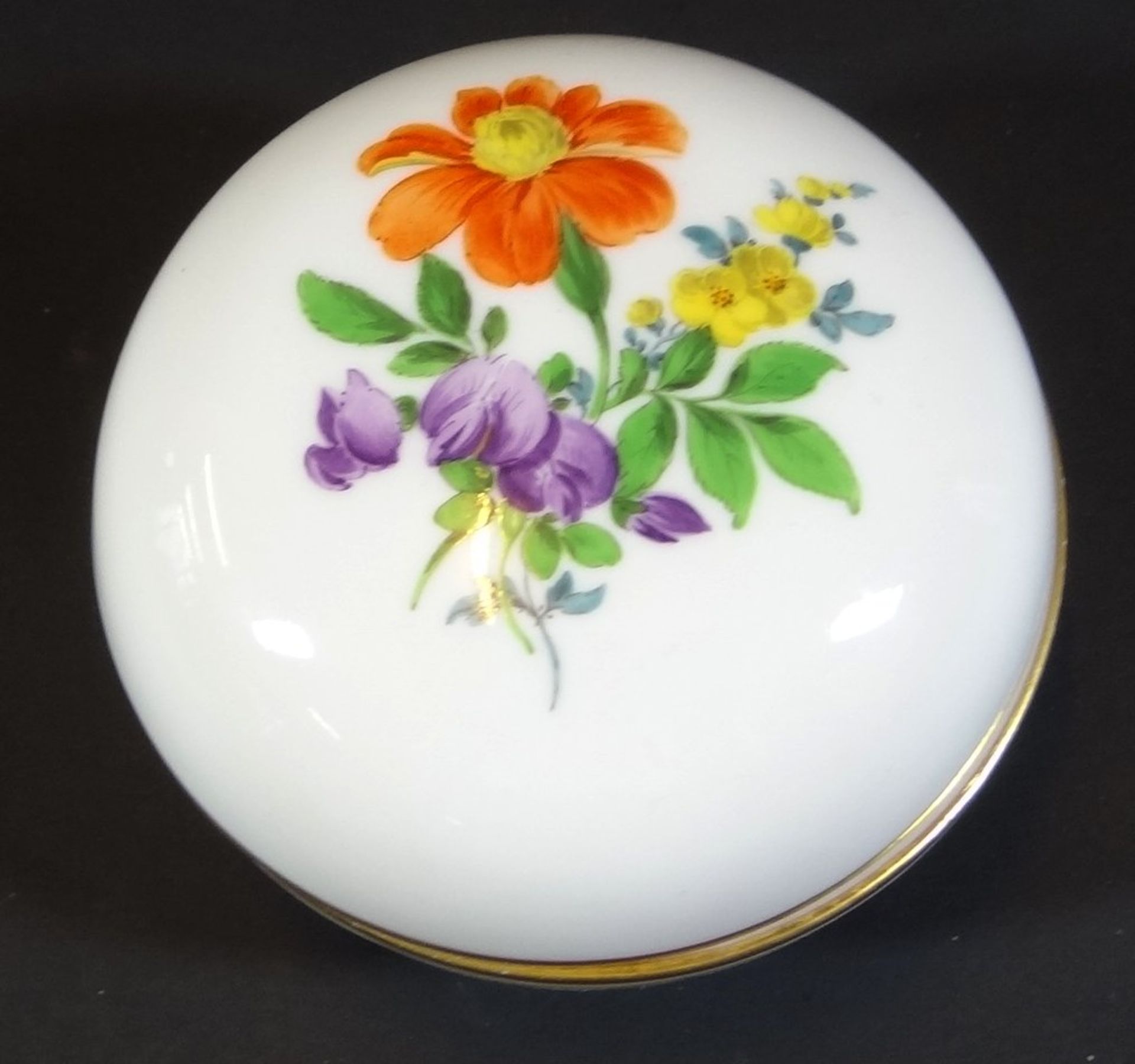 Deckeldose "Meissen" Blumendekor, 1.Wahl, H-5 cm, D-8 cm