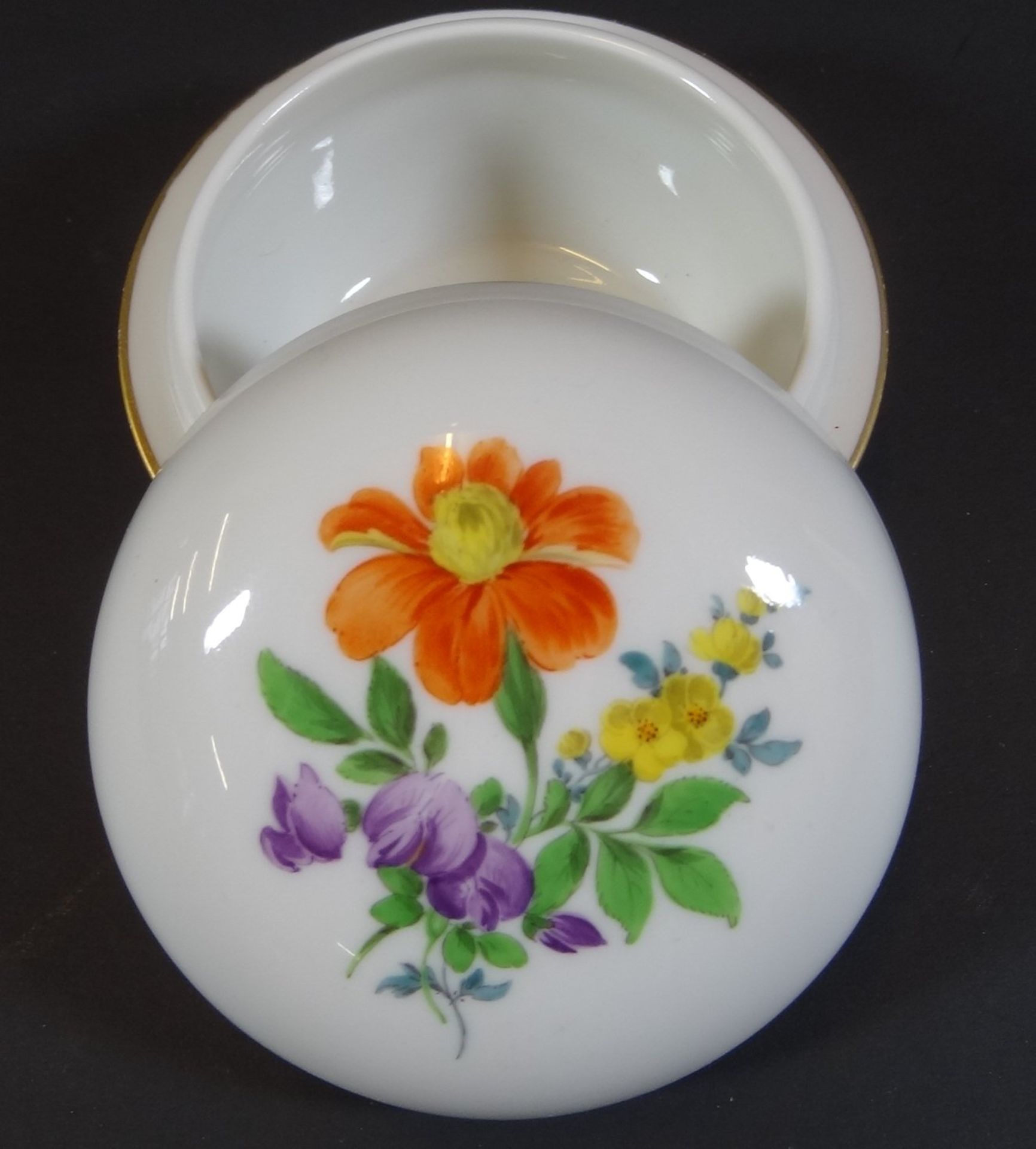 Deckeldose "Meissen" Blumendekor, 1.Wahl, H-5 cm, D-8 cm - Bild 3 aus 4