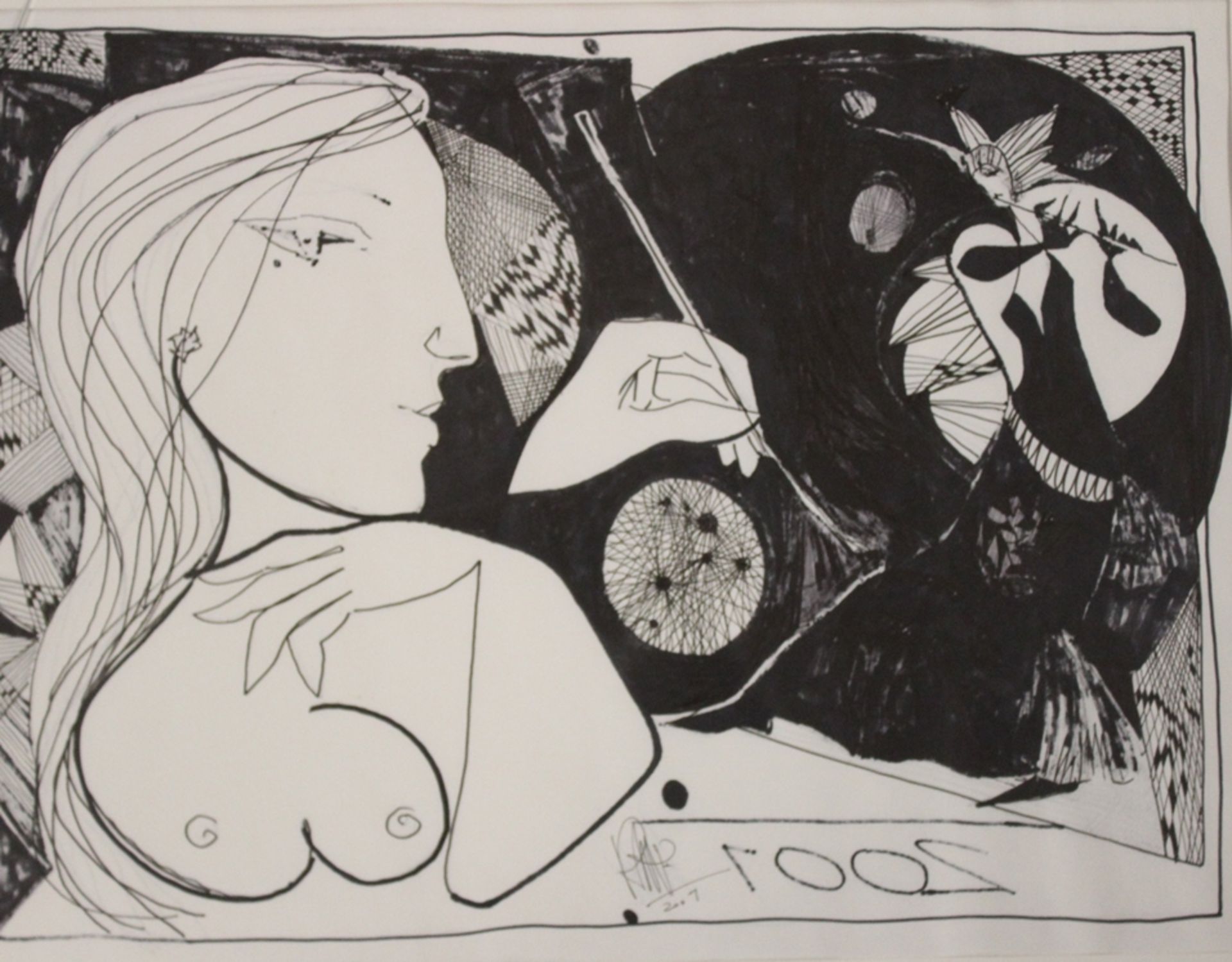 Ernst-Günter RENNEBECK (1924-2007), moderne Komposition, wohl Zeichnung, gerahmt/Glas, RG 50 x 60cm