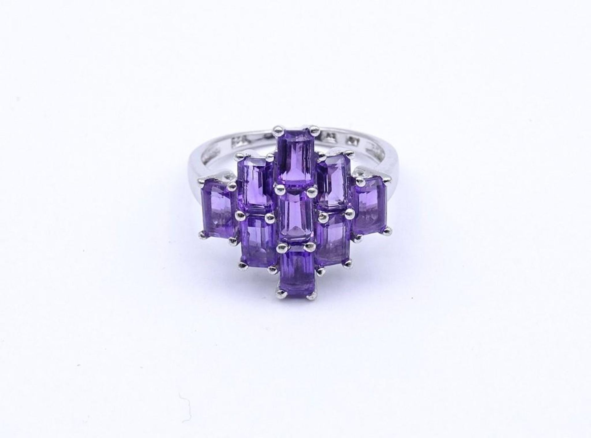 Silber Ring mit facc. Amethyste,Sterling Silber 0.925, 