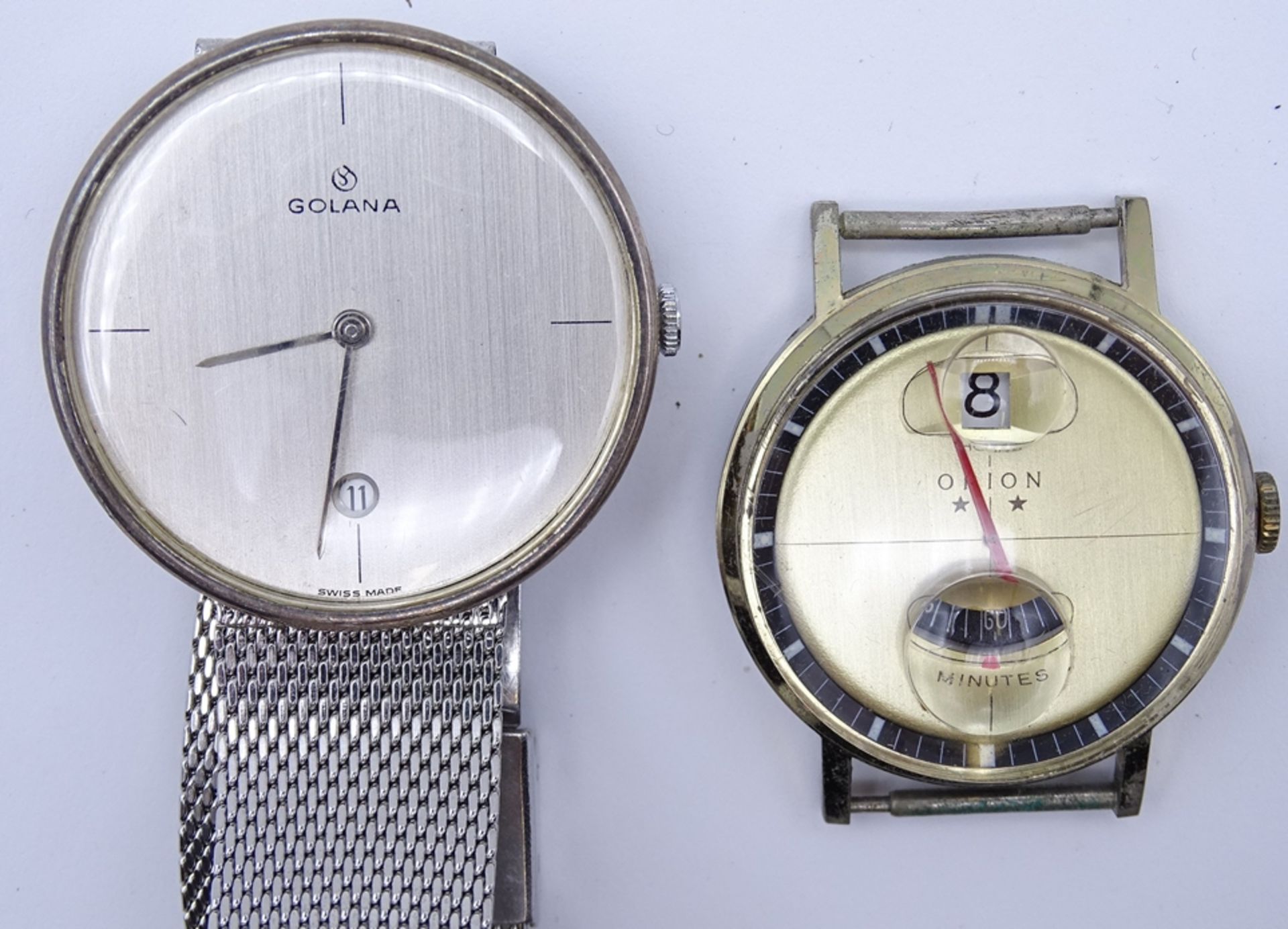 zwei mechanische Armbanduhren "Orion und Golana",Orion steht, D. 3,2-3,7cm, Golana Gehäuse Silber 0 - Bild 2 aus 3