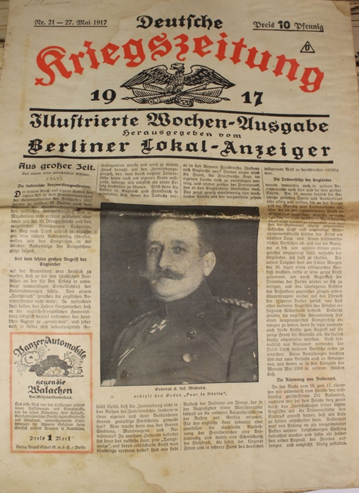 ca. 65 div. Ausgaben "Deutsche Kriegszeitung", 1916/17, Altersspuren. - Bild 4 aus 4