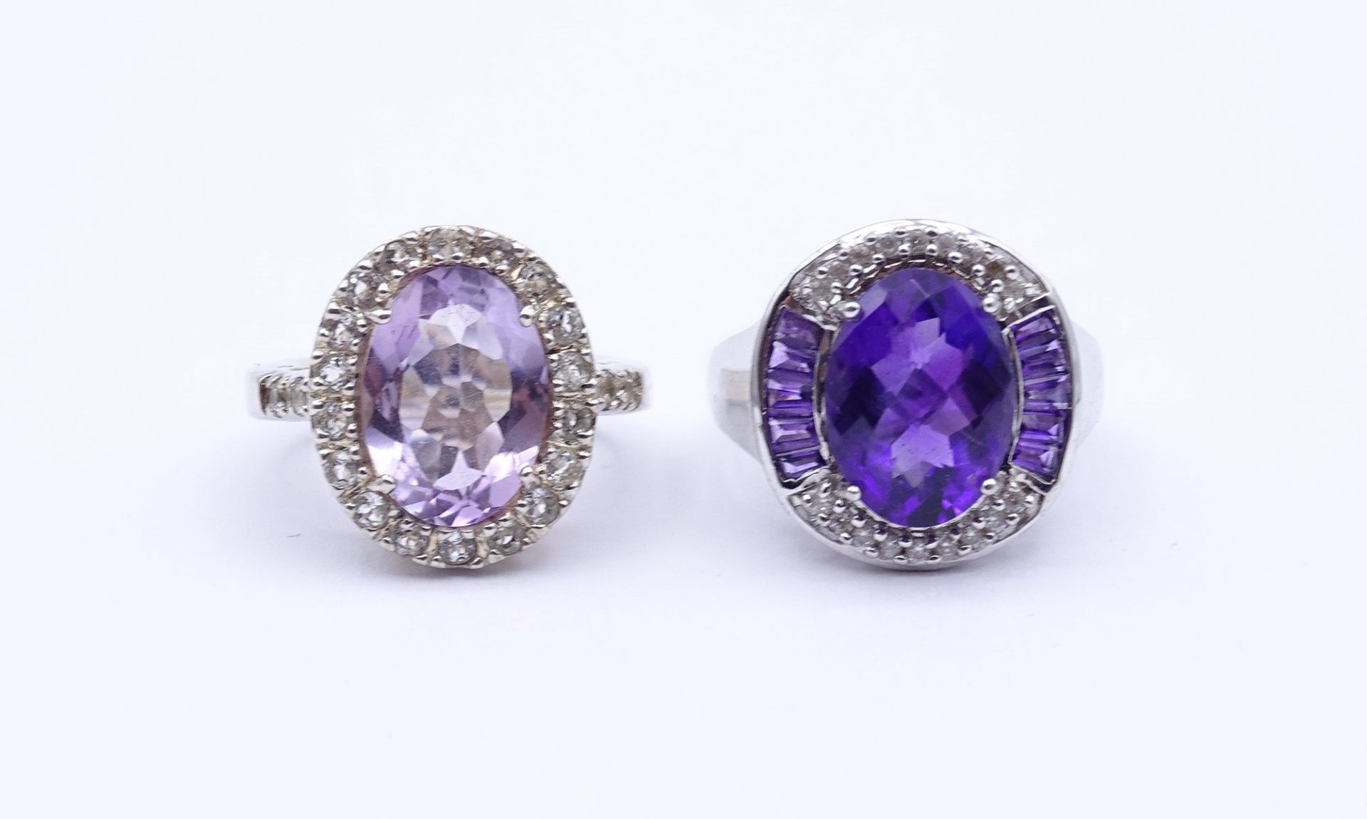 2 Amethyst Silber Ringe, Sterling Silber 0.925, zus. 14g., RG 53 u. 57