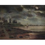 Carl FEY (1867-1939), friesische Landschaft bei Nacht, Öl/Leinwand, gerahmt, leich restau. bedürft.