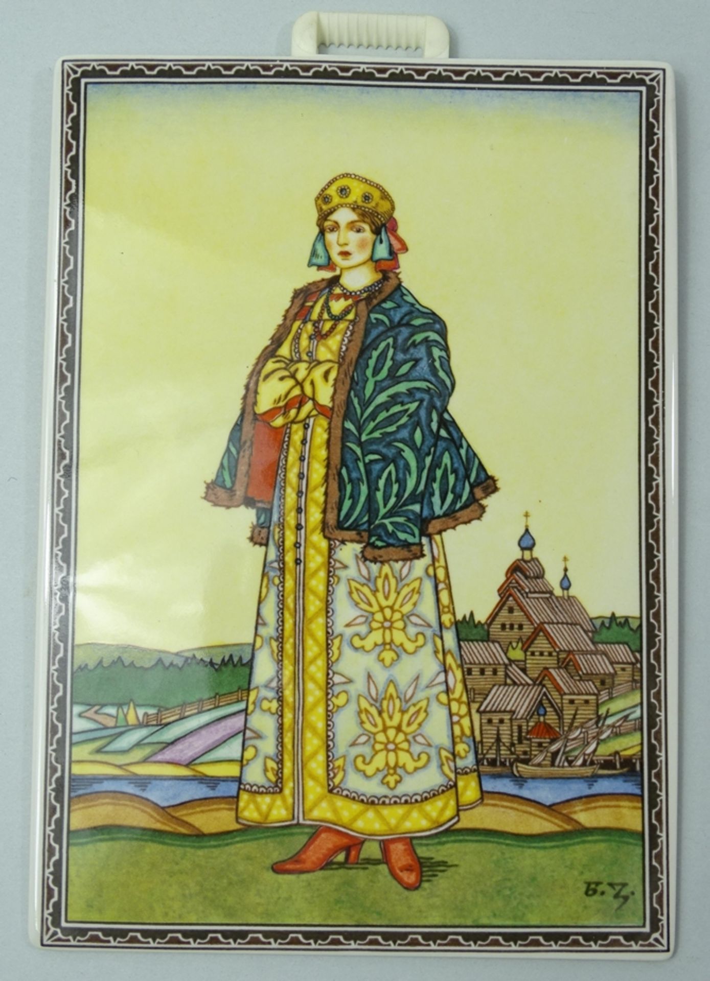 4 Porzellanbilder von Villeroy & Boch, Motive von Boris Zvorykin, je 17,5 x 12,5 cm - Image 2 of 10