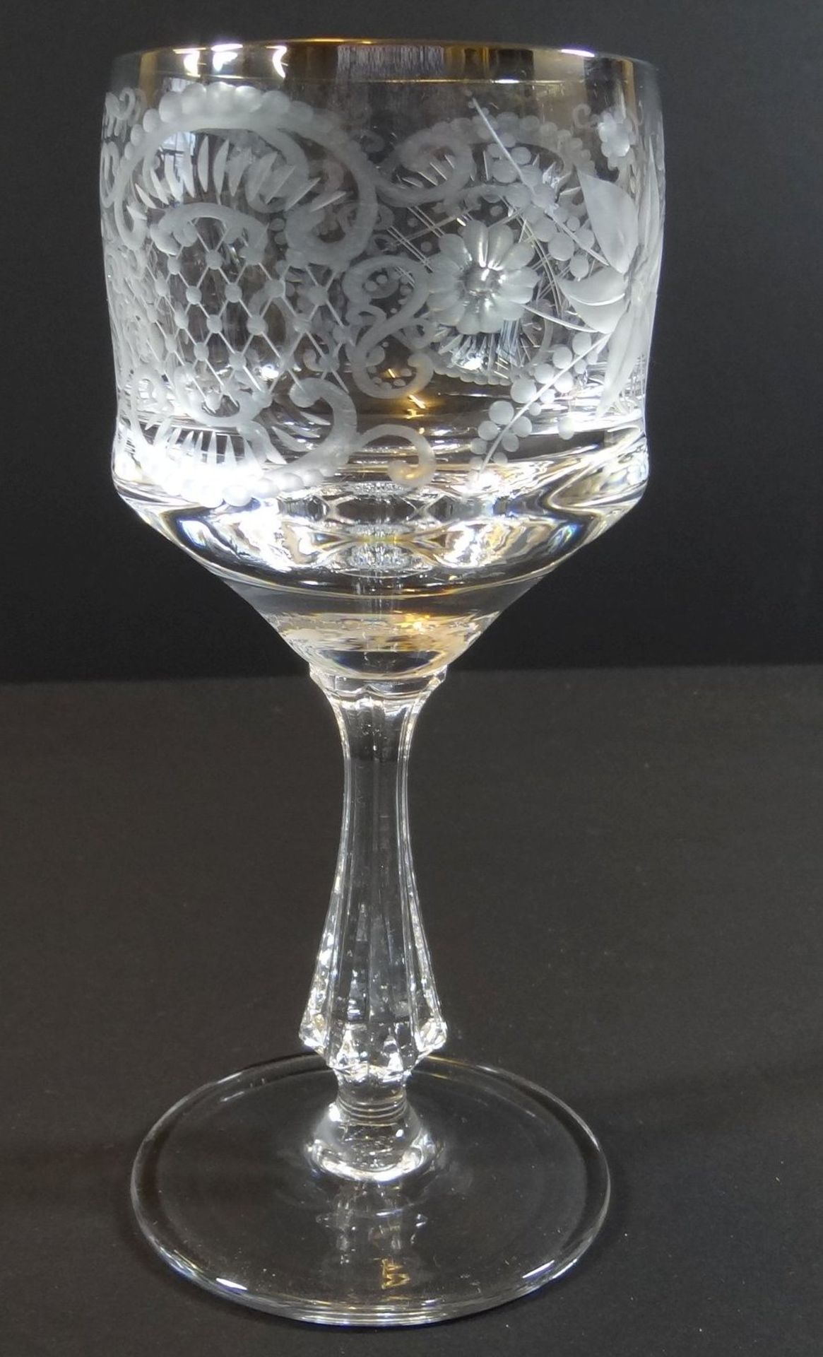 Weinglas mit Barockschliff, H-15,5 cm - Bild 2 aus 5