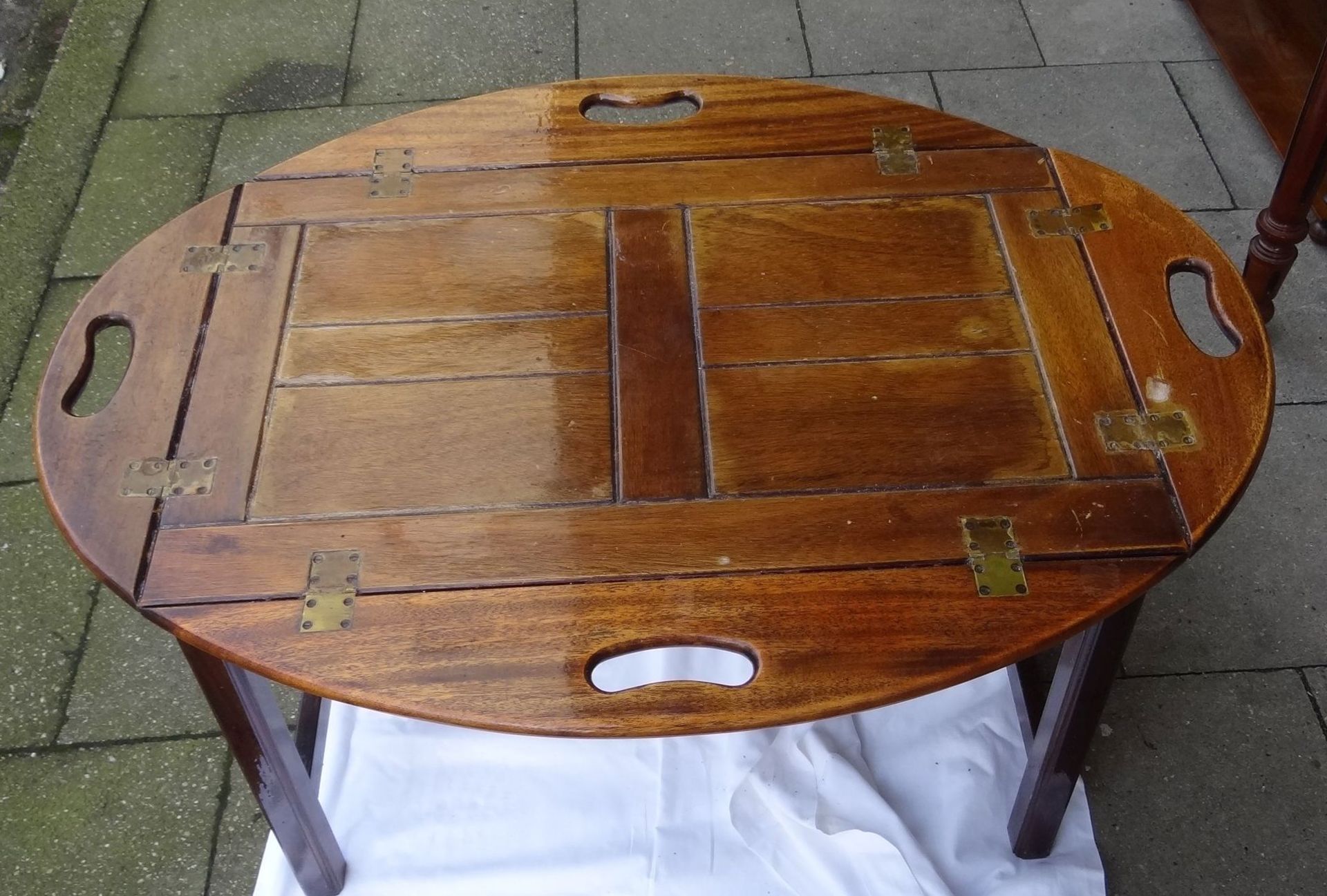 Tischchen im Maritim-Look, klappbare Seiten, H-59 cm, 91x66 cm - Image 2 of 5
