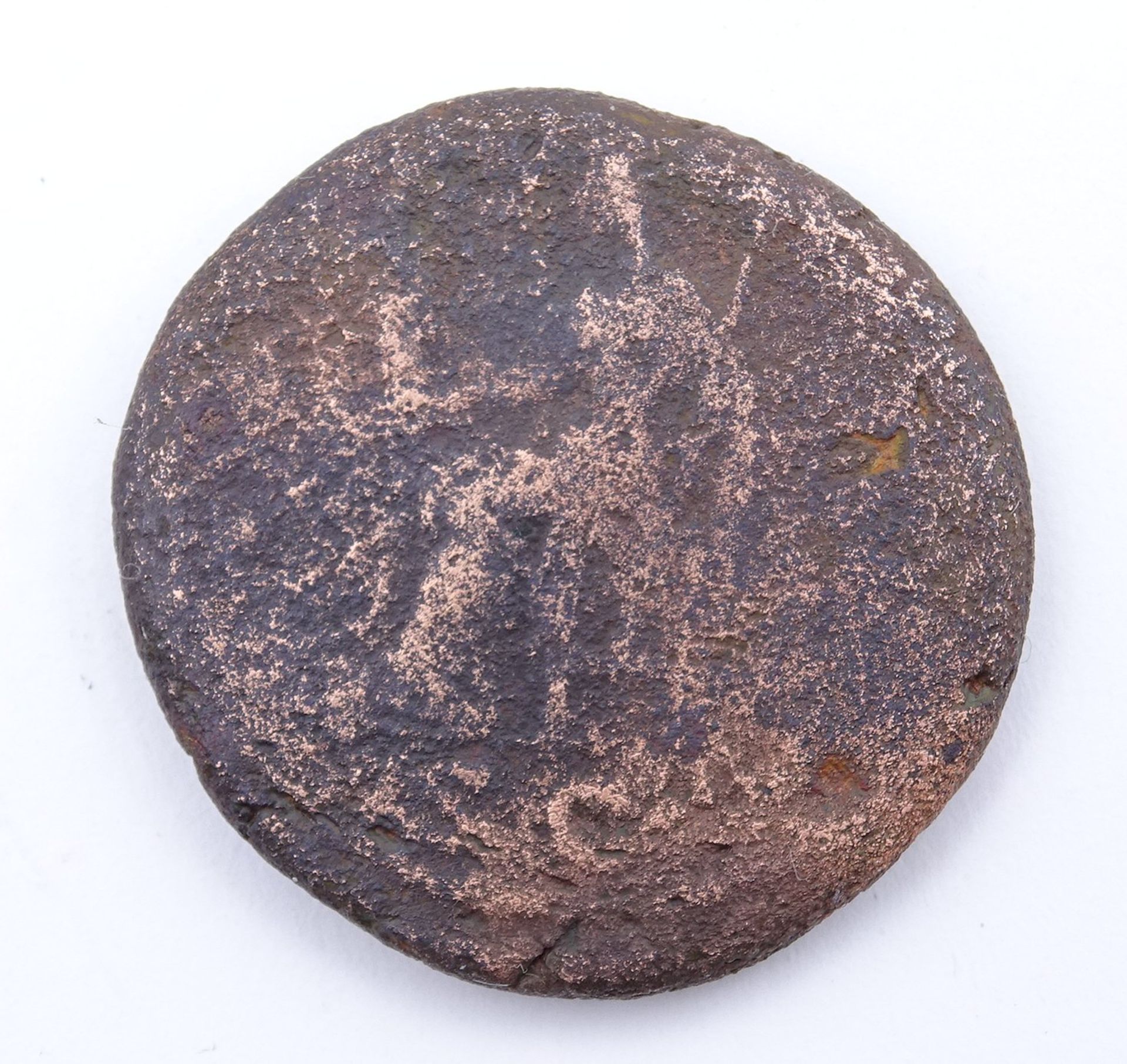 Antike Münze, römisch?, Ø 2,5 cm, stark abgerieben, 11 gr. - Bild 2 aus 2