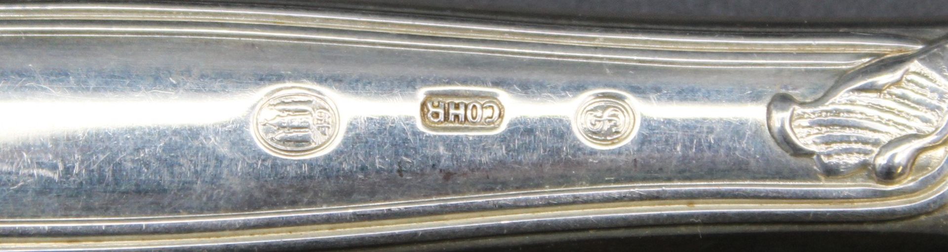 Tortenmesser, 830er Silbergriff, COHR, Kopenhagen 1940, L-29cm. - Bild 2 aus 4
