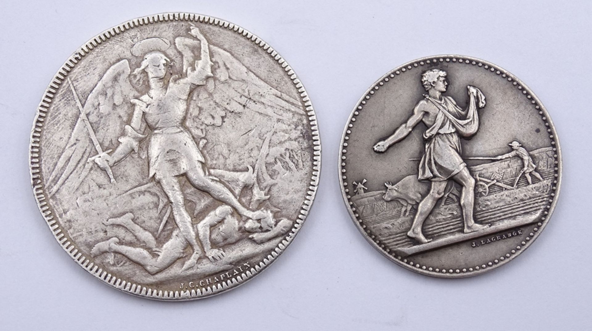 2 alte Silber Medaillen, 1897, Belgien , zus. 40,23g.