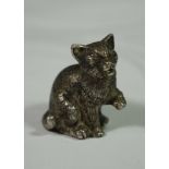 Katzenfigur, Silber (gepr.), ca. 188gr., H-4,5cm.