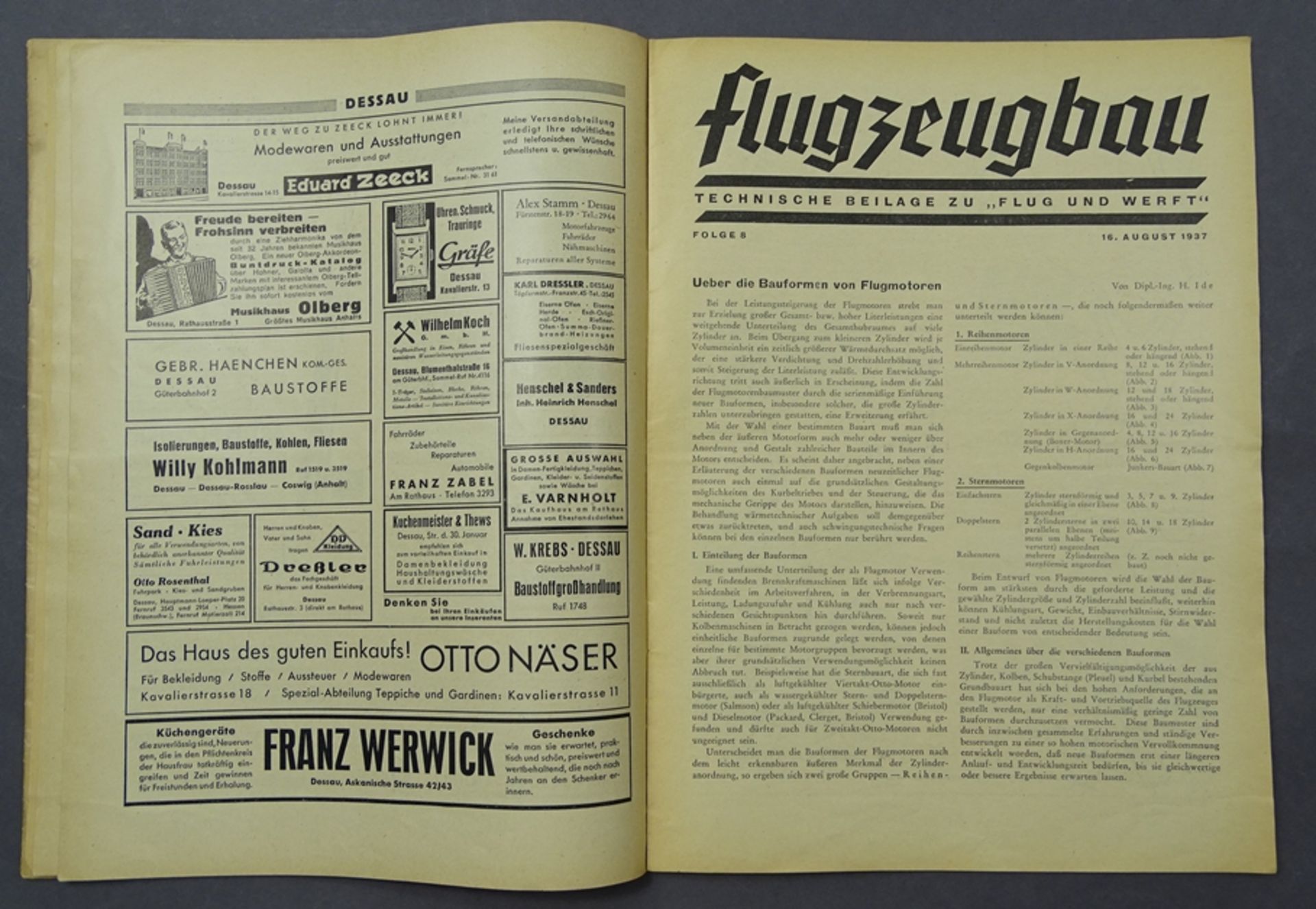 2 Ausgaben Flug und Werft 1936 und 1937, unbeschädigt, mit Altersspuren - Bild 4 aus 5