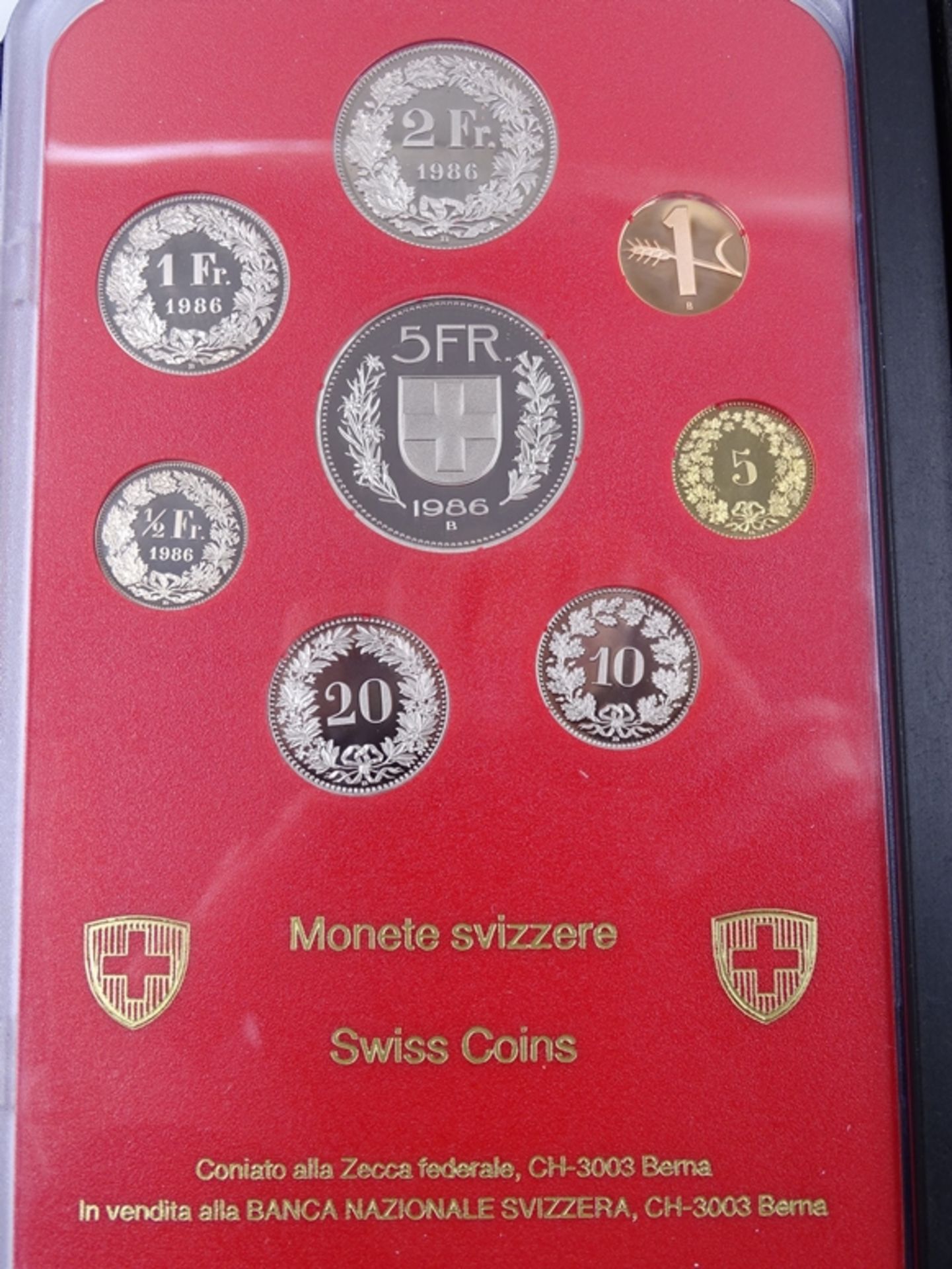 Münzsatz Schweizer Franken 1986, 8,86 CHF, mit Schatulle, Umschlag und Schuber - Image 5 of 6