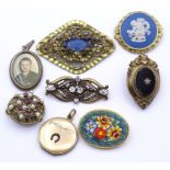 8 alte Modeschmuck Broschen, Alters- und Gebrauchsspuren