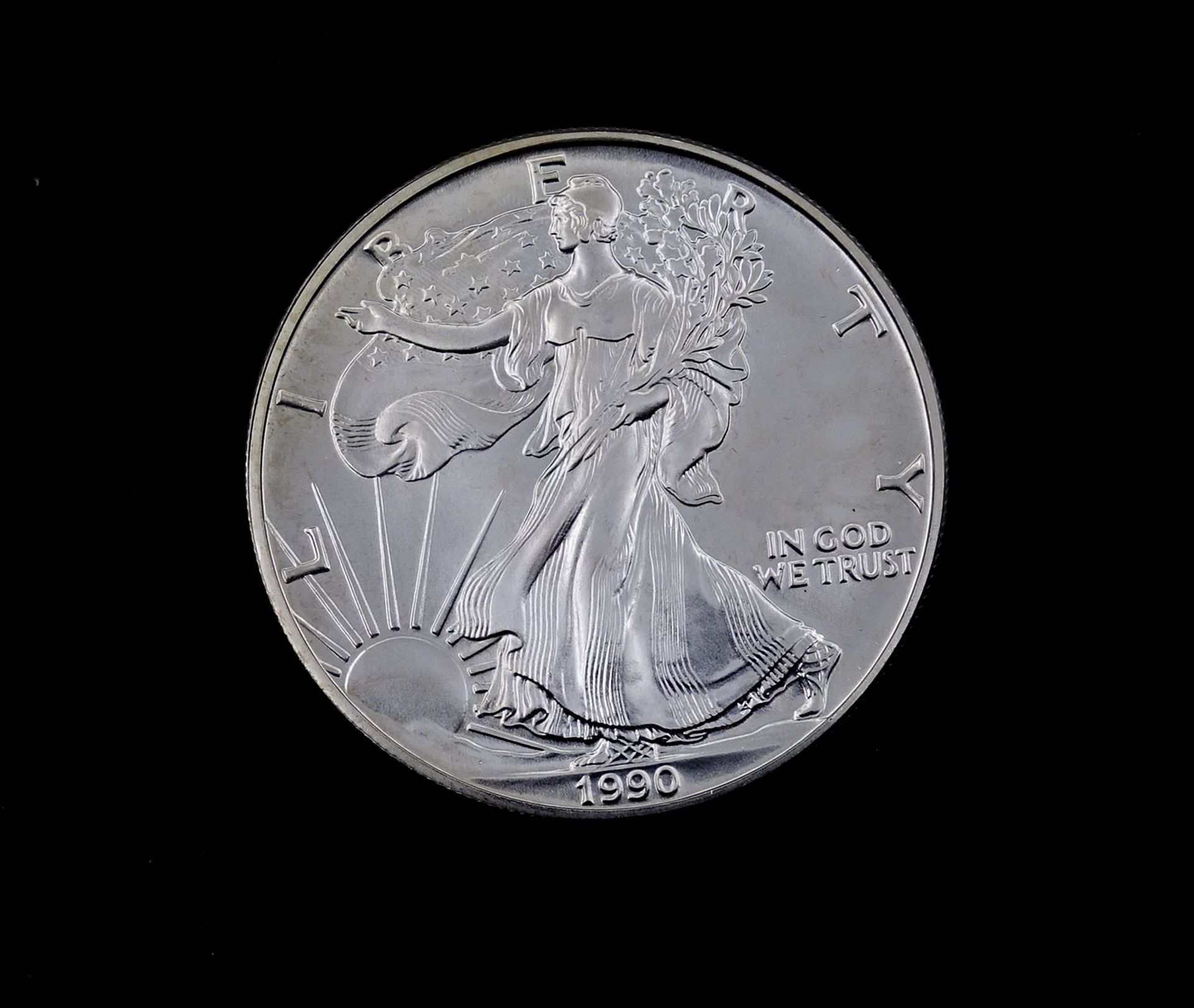 One Dollar 1990 USA , 1 OZ Silber 0.999 - Bild 2 aus 2