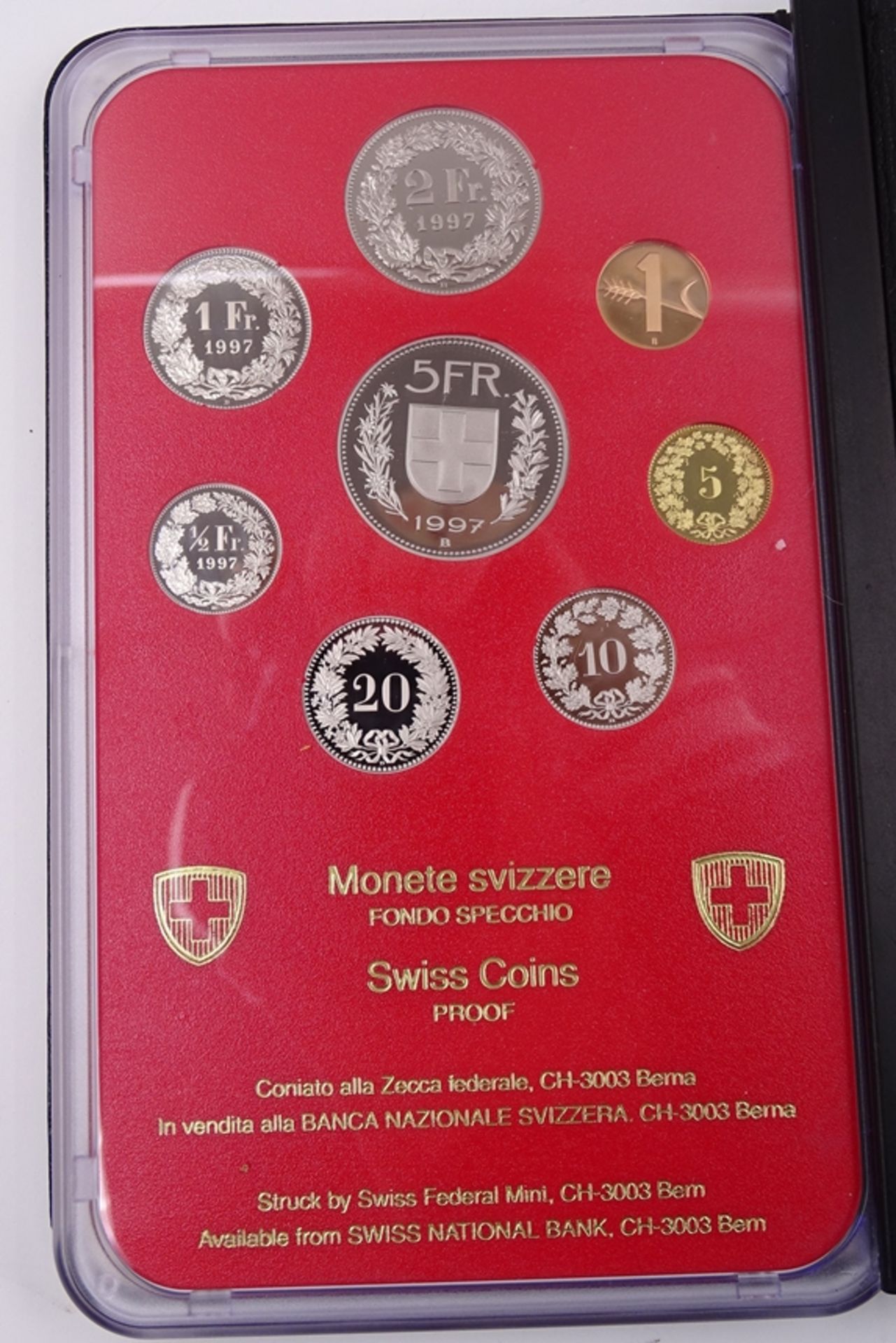 Münzsatz Schweizer Franken 1997, 8,86 CHR, in Schatulle, Umschlag und Schuber - Bild 4 aus 5