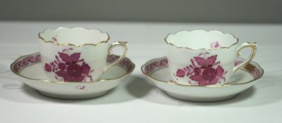 2x Mokkatassen mit U.T., Herend, Aponyi rot, Tassen H-4,8cm.