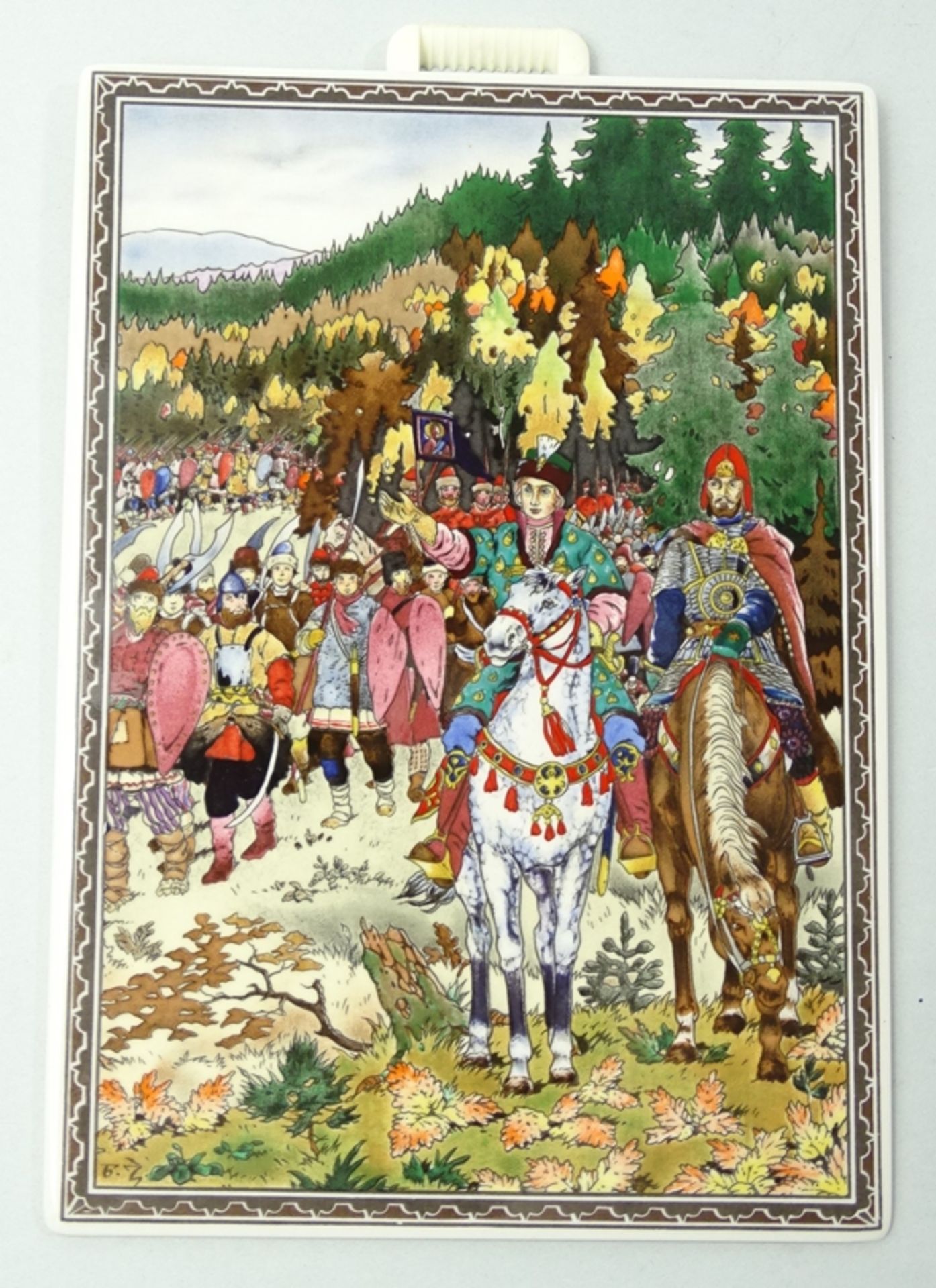 4 Porzellanbilder von Villeroy & Boch, Motive von Boris Zvorykin, je 17,5 x 12,5 cm - Image 8 of 10