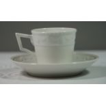 Moccatasse mit U.T., KPM Berlin, Kurland, Weißporzellan, Tasse ca. H-5,5cm.