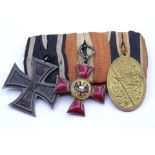 Ordensspange, 1.WK, Kyffhäuserbund Medaille,EK 1.WK 2 Klasse, Verdienstkreuz im Kriege 1914