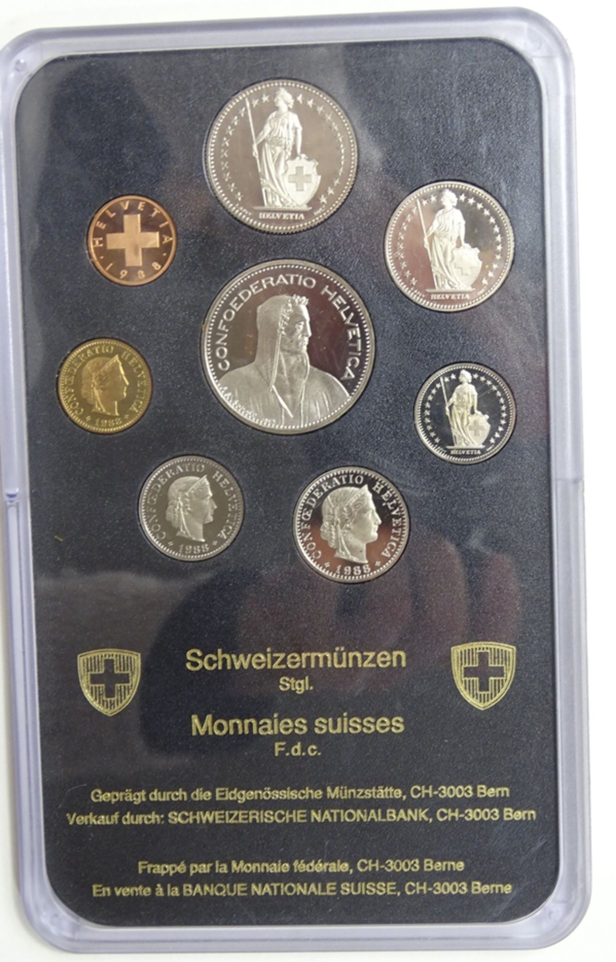 Münzsatz Schweizer Franken 1988, 8,86 Fr., in Schatulle