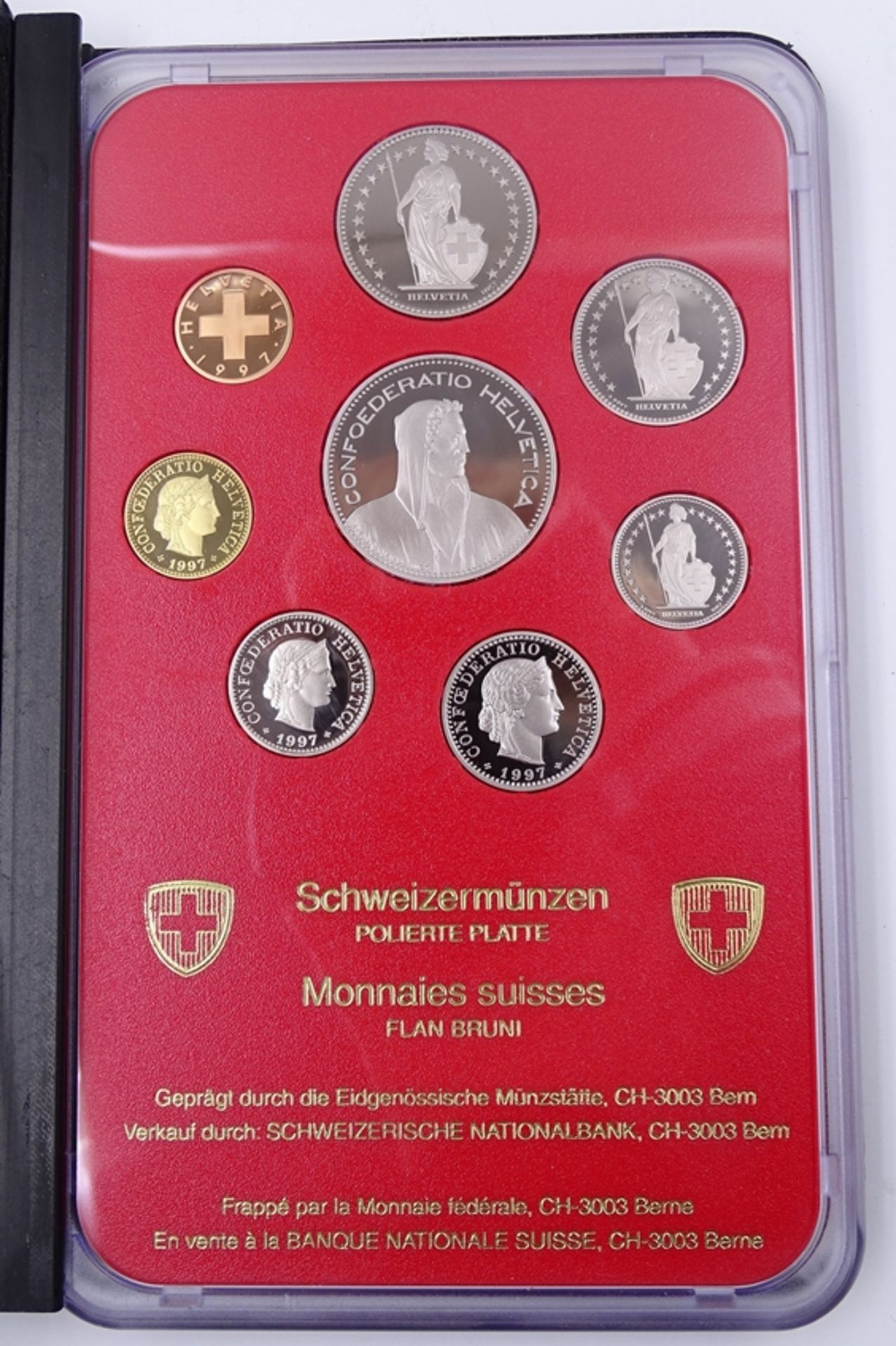 Münzsatz Schweizer Franken 1997, 8,86 CHR, in Schatulle, Umschlag und Schuber - Bild 3 aus 5