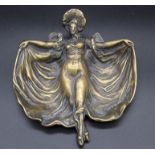 Eine figürliche Jugendstil Bronzeschale ,H-17,5 cm B-15,5 cm