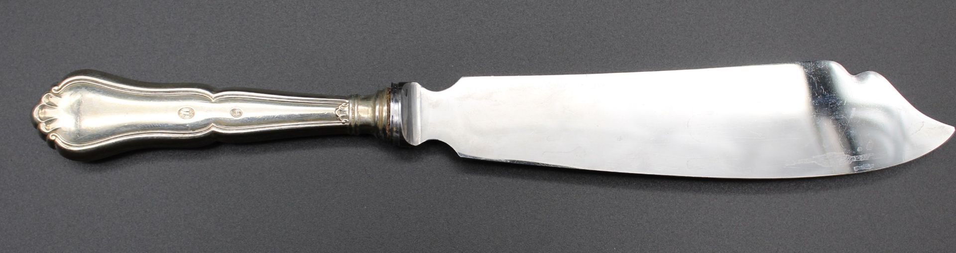 Tortenmesser, 830er Silbergriff, Kopenhagen 1930, L-26,5cm.