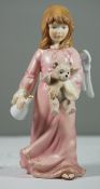 Figur, Engel mit Teddy und Handglocke, Kaiser, ca. H-21,5cm.