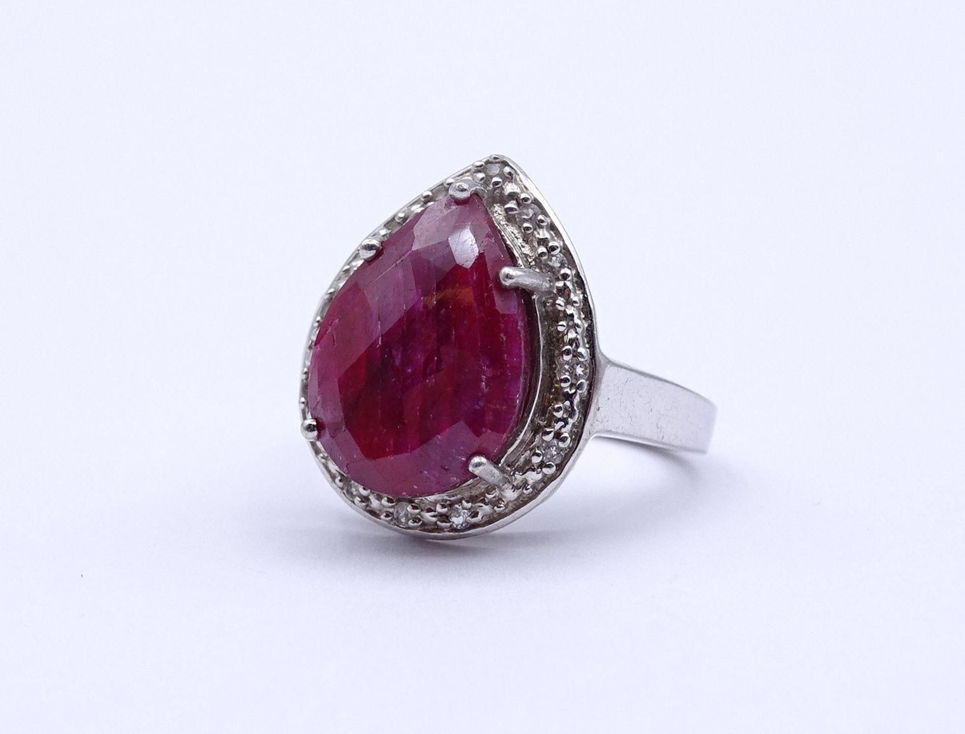 Silber Ring mit opaken Rubin, Sterling Silber 0.925, IV- Harry Ivens, 8,3g., RG 57