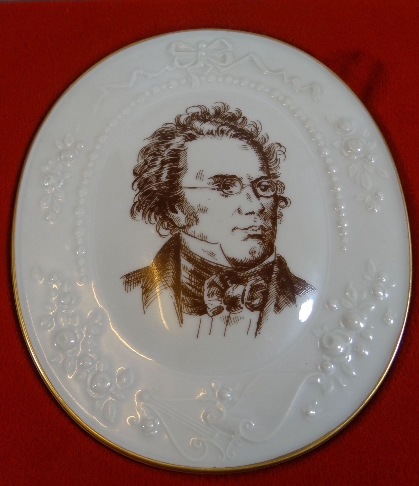 Meissen Plakette Schubert Portrait, 17x13 cm, 1.Wahl, in OVP