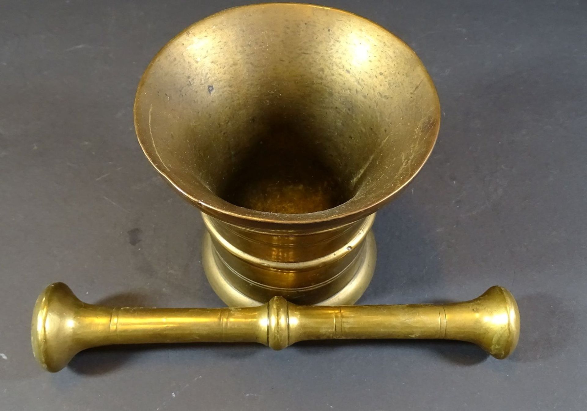 Bronze Mörser mit Pistill, H-12 cm - Bild 3 aus 4