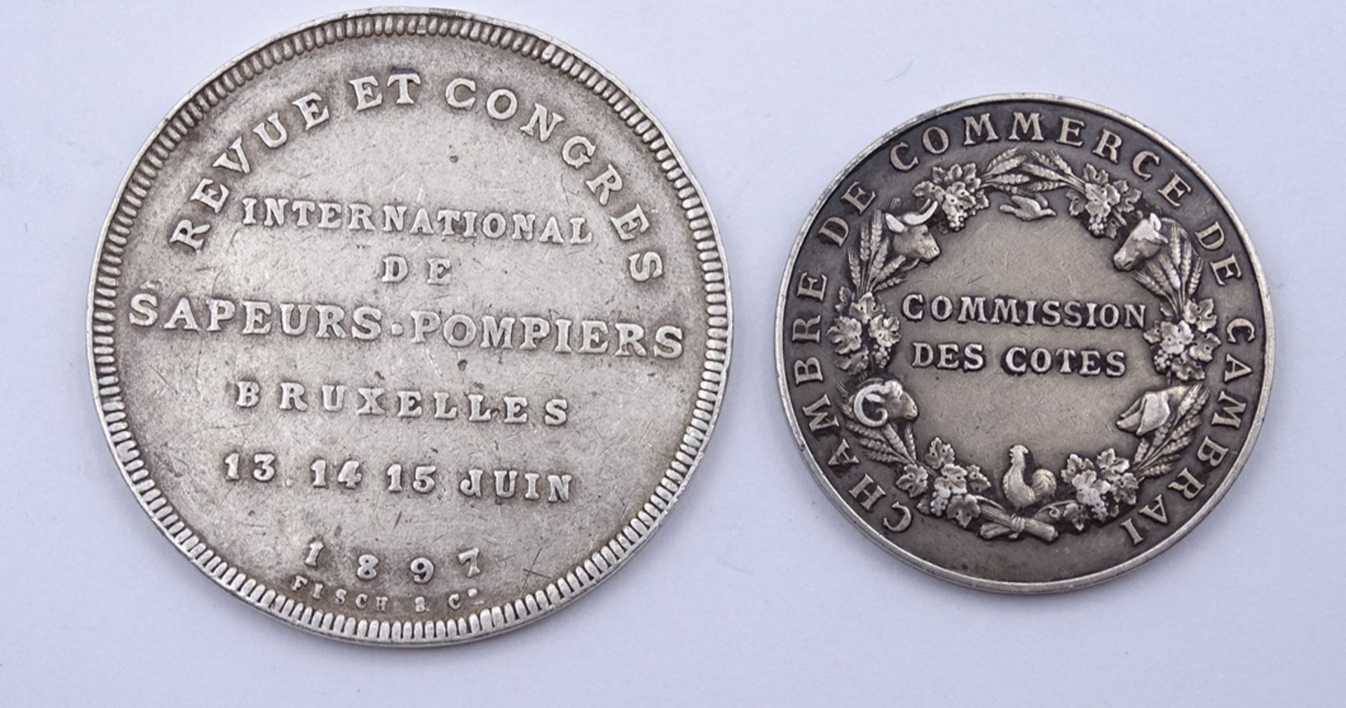 2 alte Silber Medaillen, 1897, Belgien , zus. 40,23g. - Bild 2 aus 2