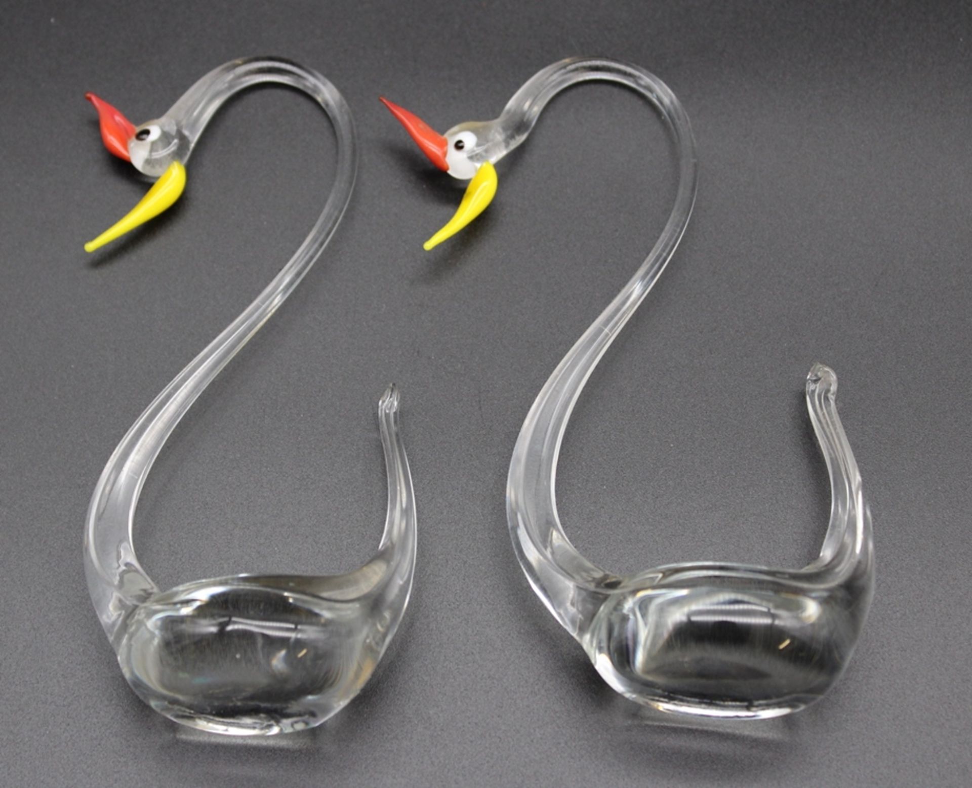 Paar Kunstglas-Schwäne, Murano ?, je H-13,5cm - Bild 3 aus 3
