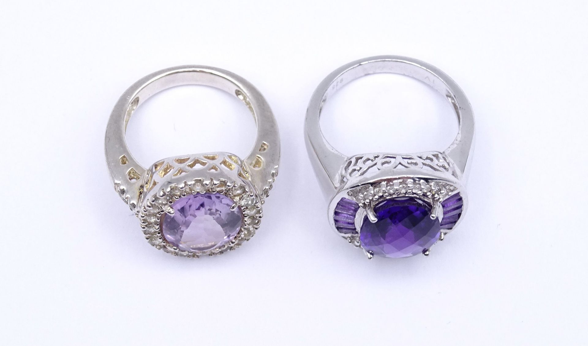 2 Amethyst Silber Ringe, Sterling Silber 0.925, zus. 14g., RG 53 u. 57 - Bild 4 aus 5