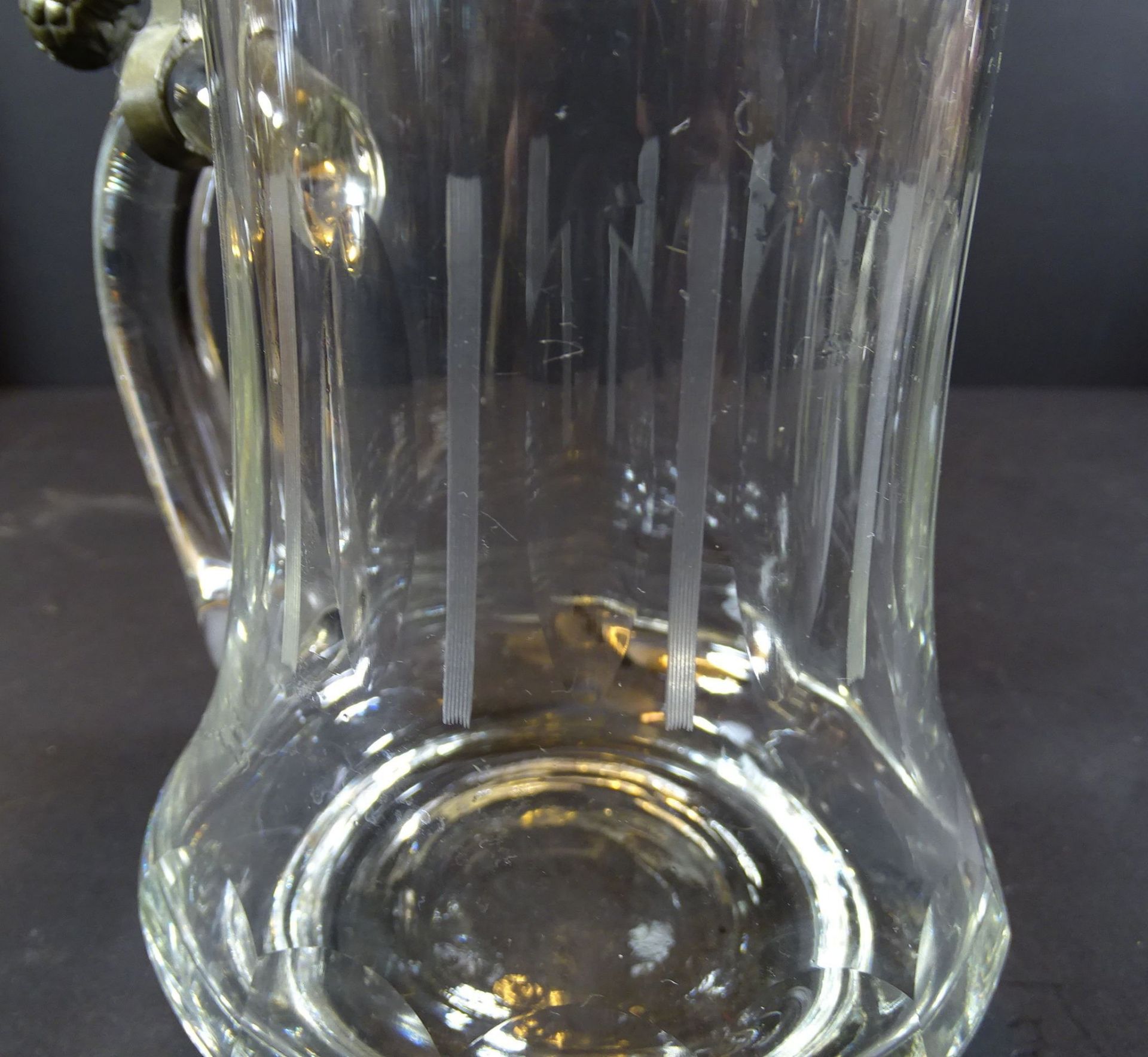 Bierkrug mit Zinndeckel, beschliffen, H-18 cm - Bild 4 aus 6