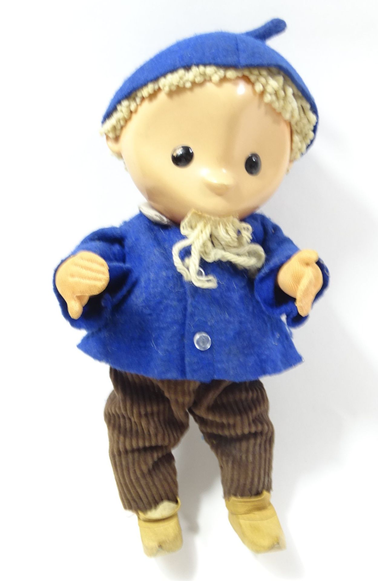 Sandmännchen-Puppe, H. 23 cm, Füße und Kopf Kunstsoff, Körper Stoff, guter Zustand
