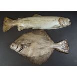 2 grosse Keramik-Fische,  sign. Judi-Kunst, Danmark, L- max 46 cm