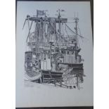 Siefer "Cuxhavener Fischkutter", wohl Lithografie, BG 37x26 cm