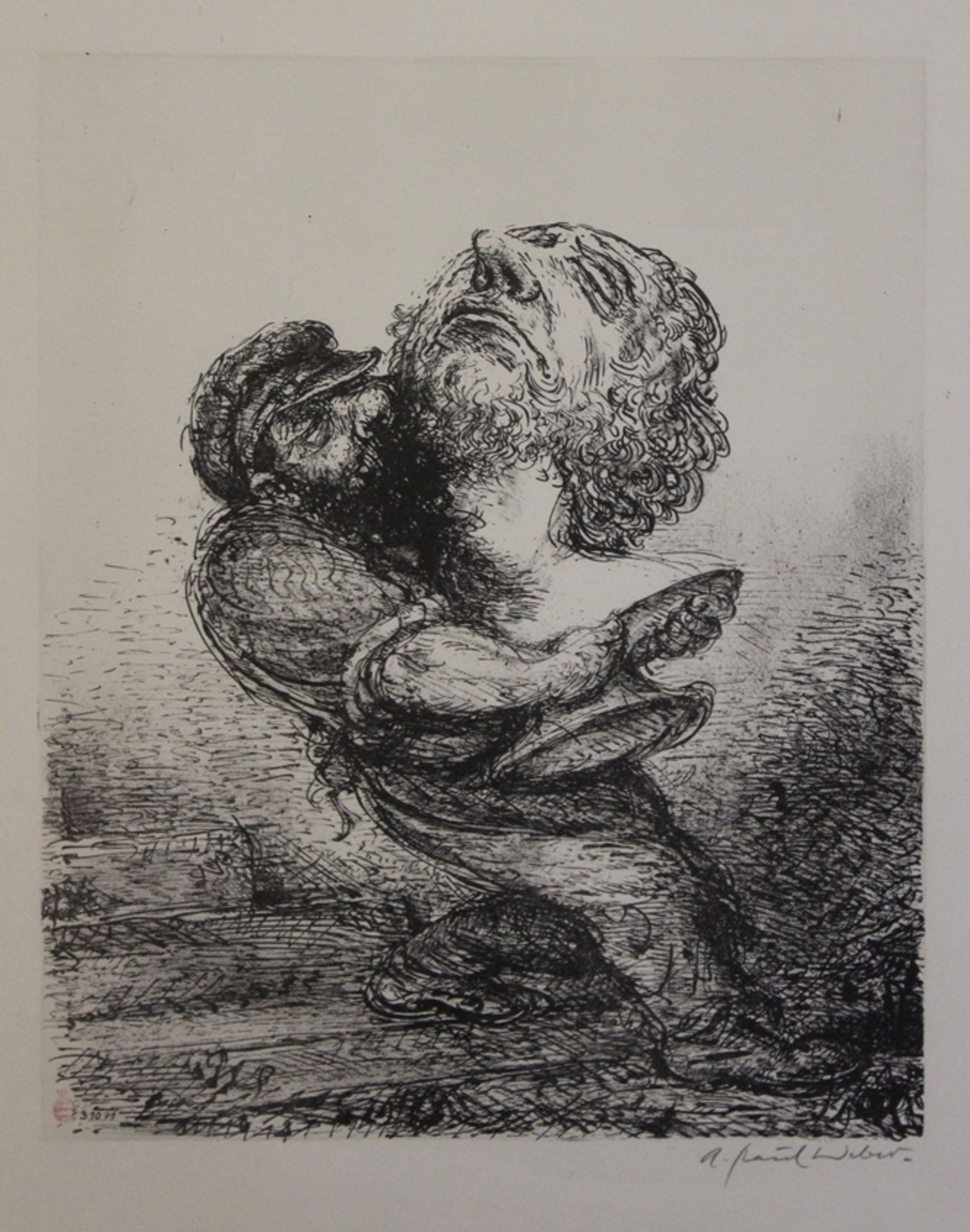 A.Paul Weber (1883/93 - 1980): "Der Wehretat". Lithografie, signiert, gerahmt/Glas, RG 66,5 x 54,5c