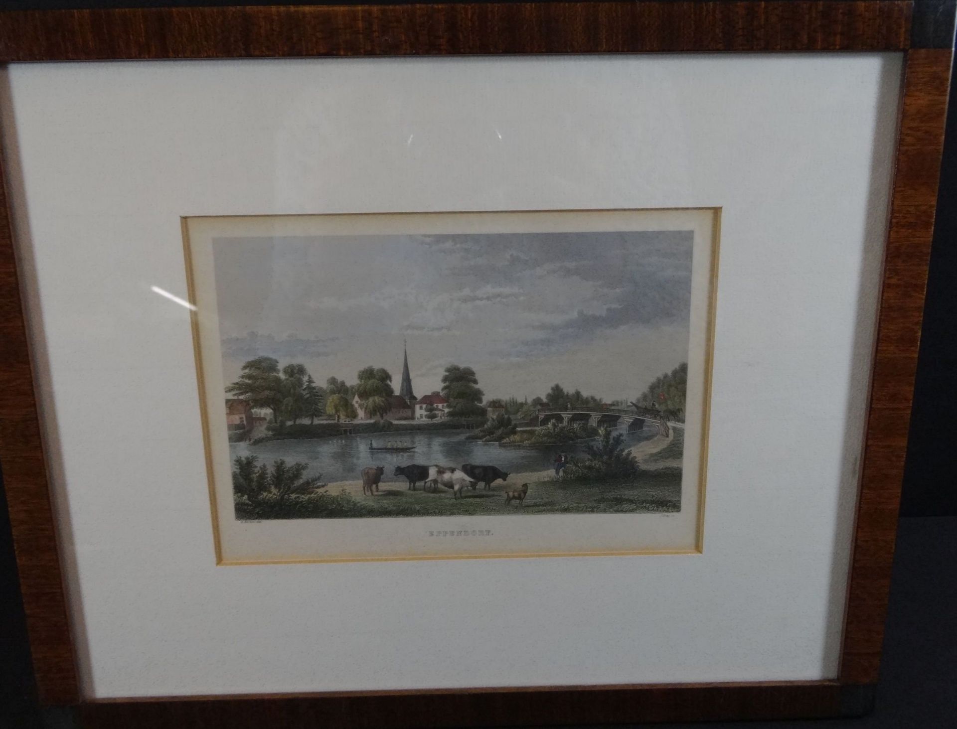 5x Ansichtenstiche um 1840, Hamburg und umzu, koloriert und gut gerahmt, RG je 26x32 cm, - Image 8 of 19
