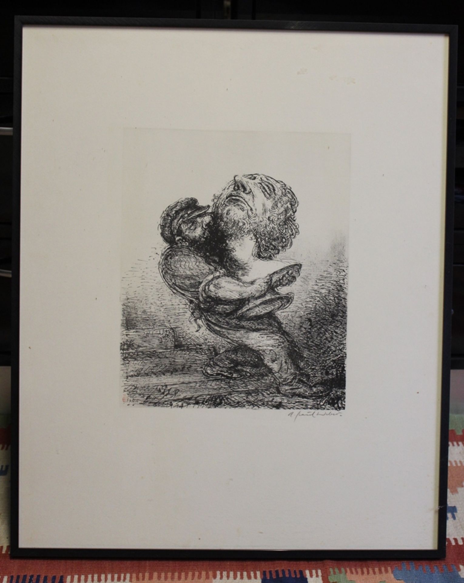 A.Paul Weber (1883/93 - 1980): "Der Wehretat". Lithografie, signiert, gerahmt/Glas, RG 66,5 x 54,5c - Image 2 of 4