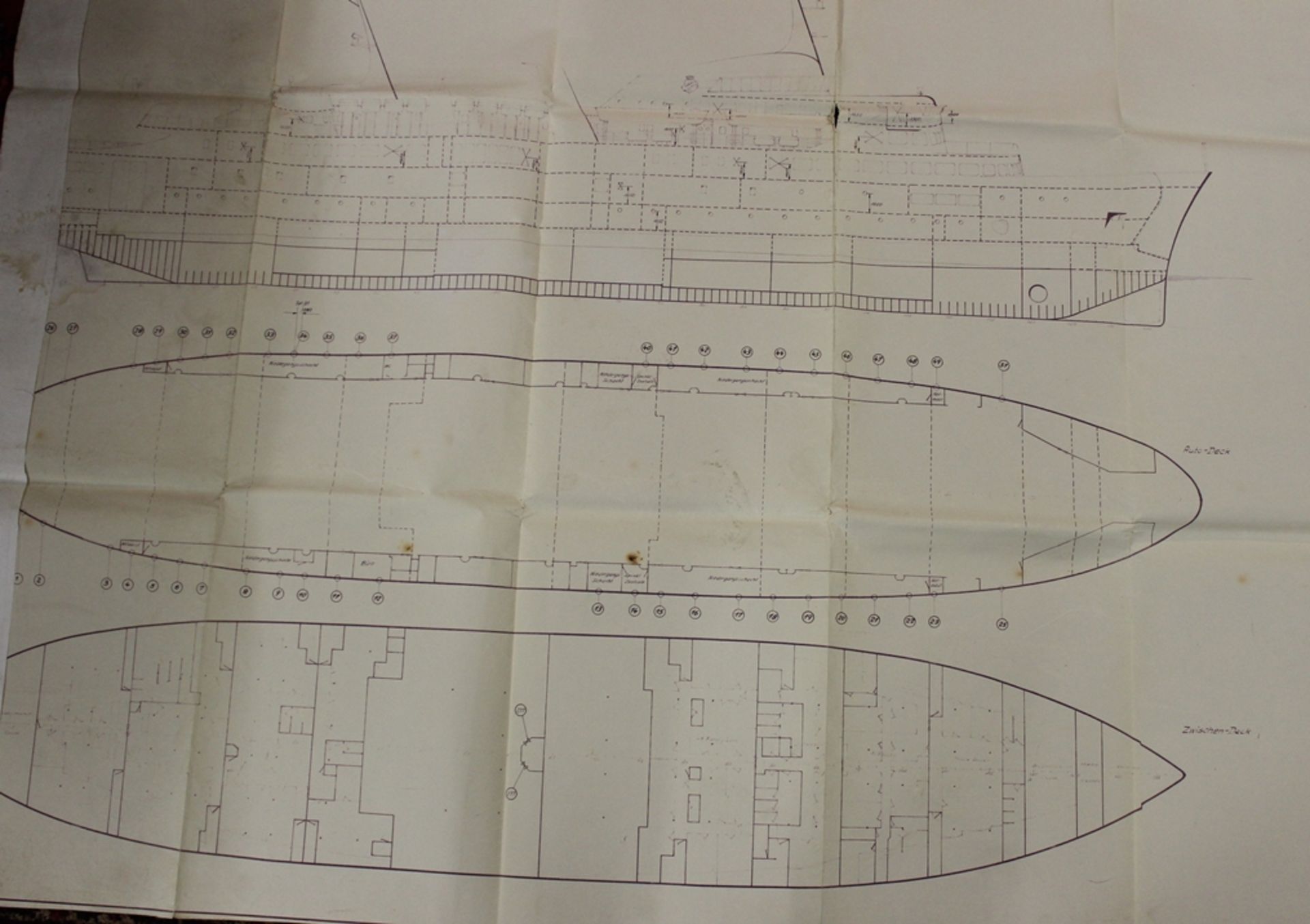 3x gr. Kopien älterer Schiffbaupläne - Bild 2 aus 8