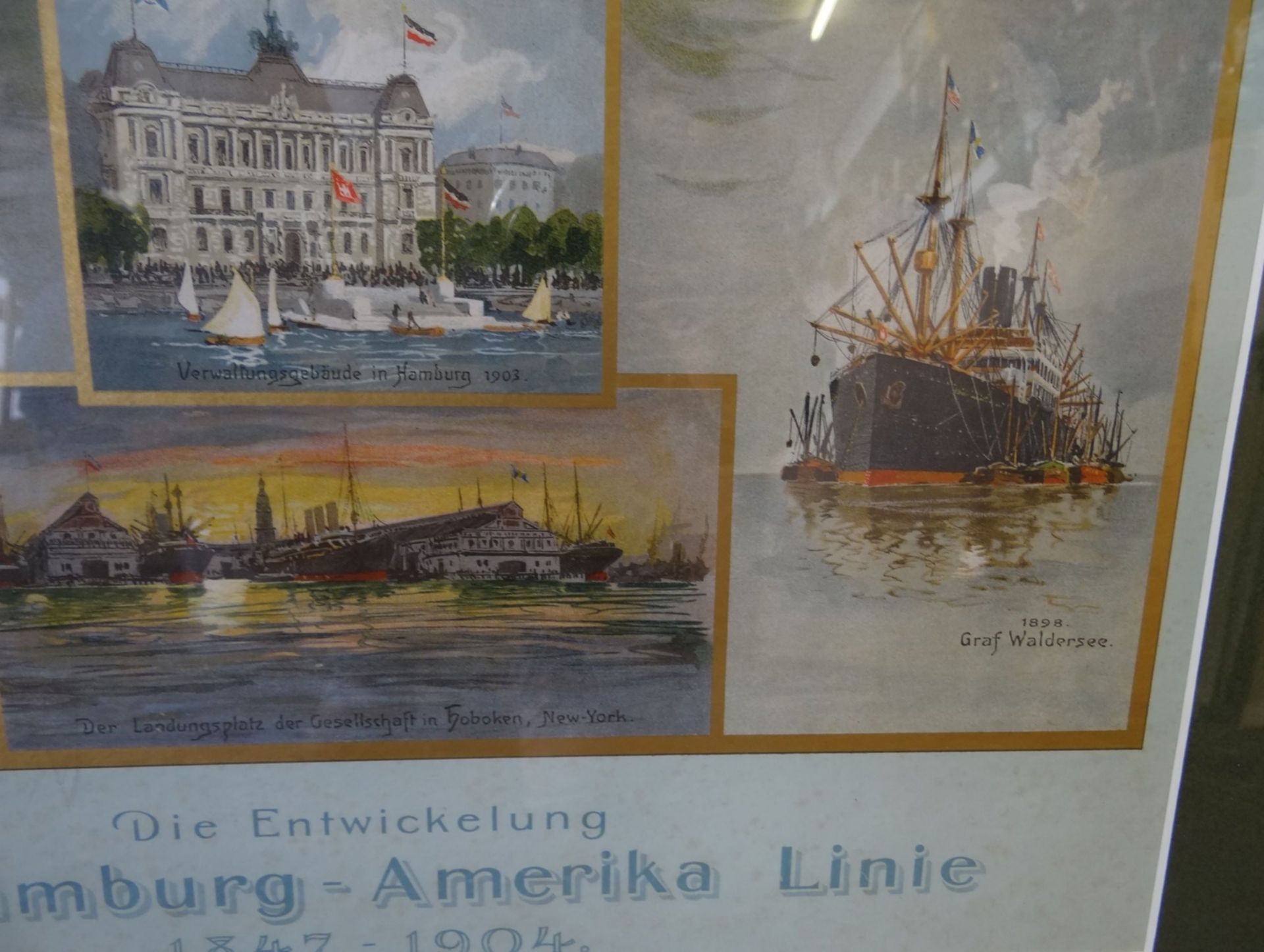 original Plakat der Hamburg-Amerika-Linie, von Hans Bohrdt, gut ger/Glas, RG 76x57 cm - Bild 5 aus 7