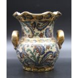 oriental. Henkelvase, Blume- u. Craquelédekor, ungemarkt, H-15cm.