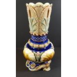 gr. Majolika Jugendstil-Vase mit Klebestelle, H-36 cm, Pressmarke