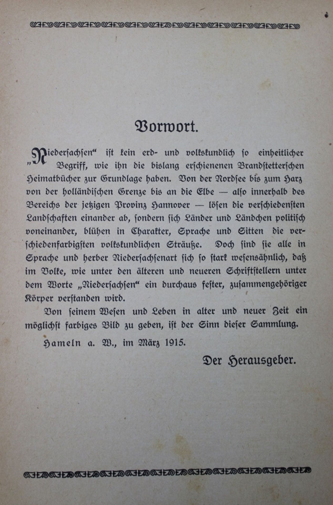 Niedersachsen - Ein Heimatbuch, Bernhard Flemes, 1915, Alters-u. Gebrauchsspuren - Bild 2 aus 4